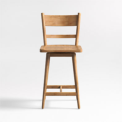 View Arno Light Brown Wood Swivel Counter Stool details