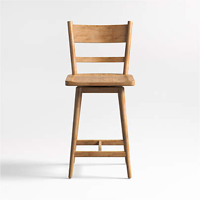Arno Light Brown Wood Swivel Counter Stool