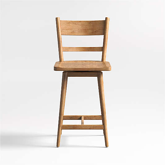 Arno Light Brown Wood Swivel Counter Stool