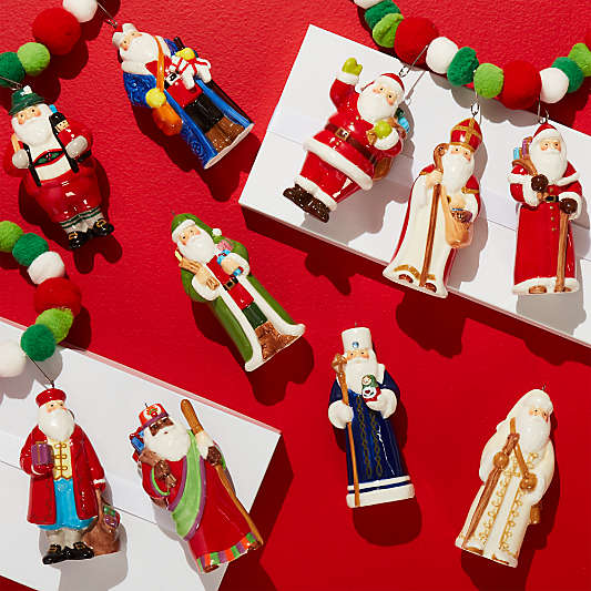 Around The World Santa Ornaments, Set of 10