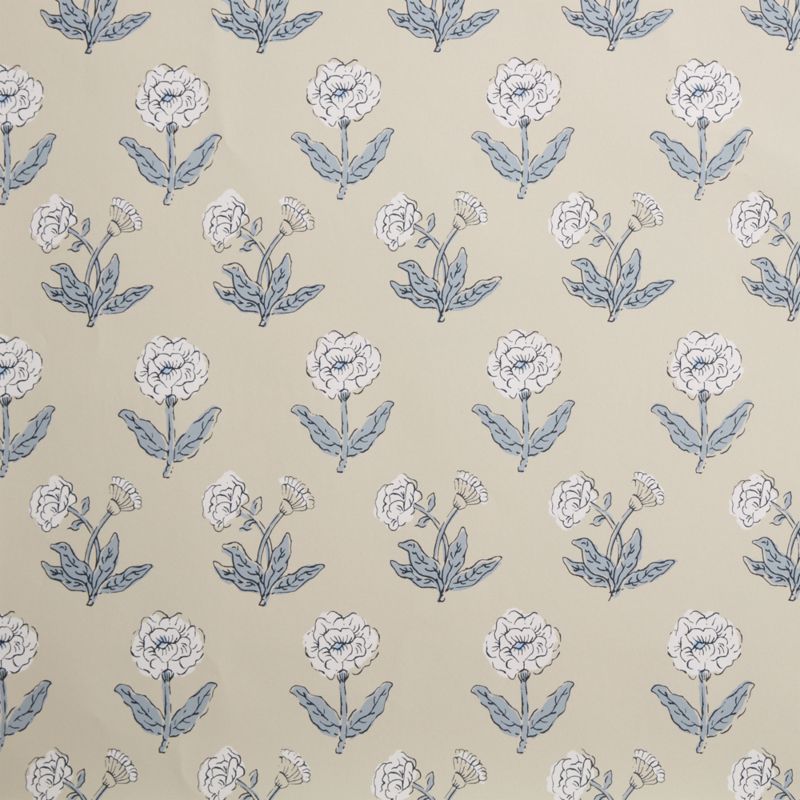 Aurora Mist Blue Block Print Wallpaper - image 1 of 2