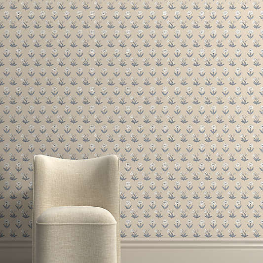 Aurora Mist Blue Block Print Wallpaper