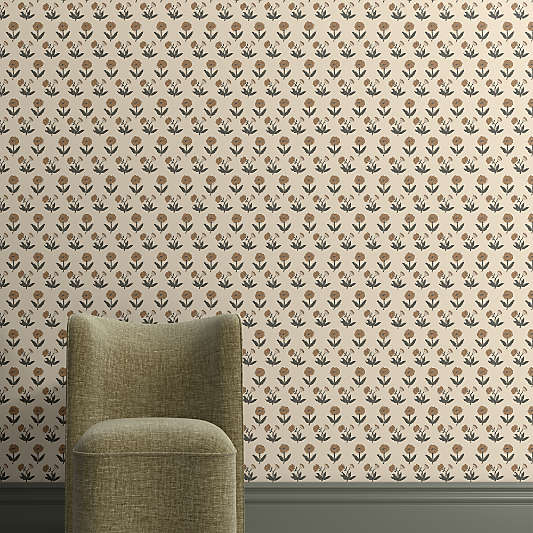 Aurora Ochre Block Print Wallpaper
