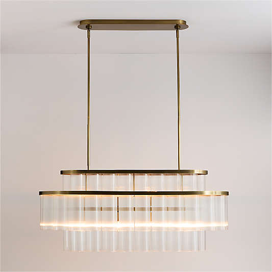 Aurora Brass and Glass Linear Chandelier Light