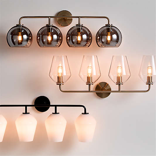 Arren Black 4-Light Wall Sconce Light with Silver Glass Round Shade