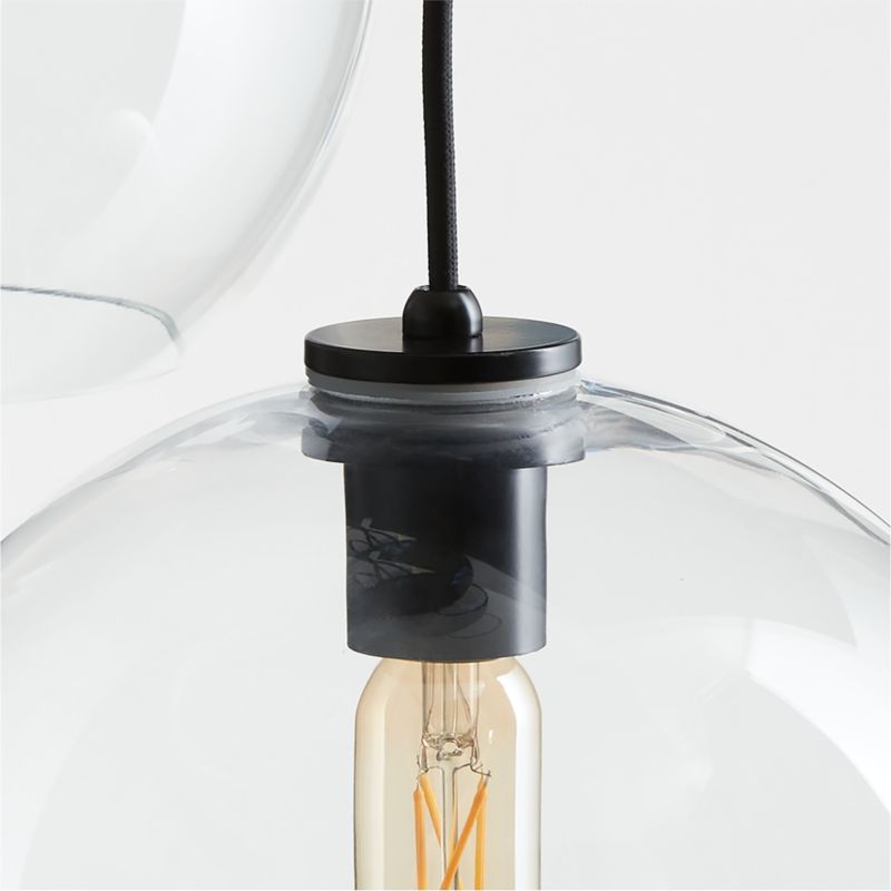 Arren Black 3-Light Pendant with Large Round Clear Glass Shades - image 3 of 5