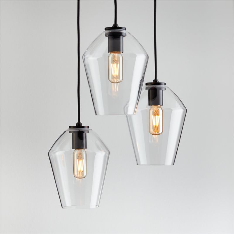 Arren Black 3-Light Round Pendant with Angled Clear Glass Shades