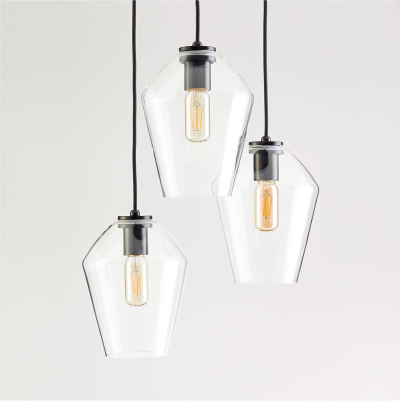 Arren Black 3-Light Round Pendant with Angled Clear Glass Shades