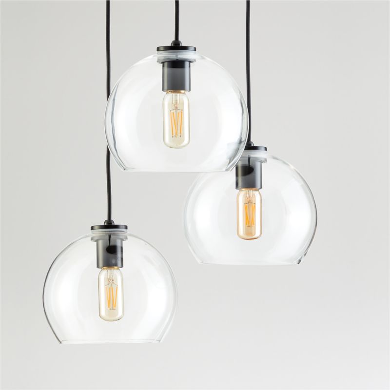 Arren Black 3-Light Round Pendant with Round Clear Glass Shades - image 2 of 6