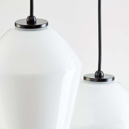 Arren Black 3-Light Round Pendant with Angled Milk Glass Shades 16"