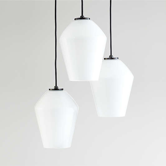 Arren Black 3-Light Round Pendant with Angled Milk Glass Shades 16"