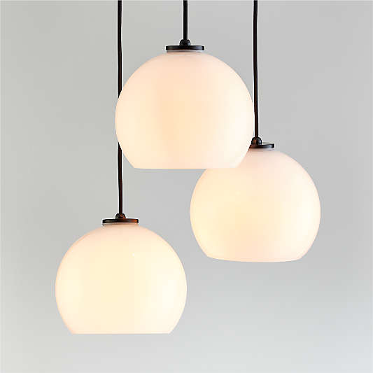 Arren Black 3-Light Round Pendant with Round Milk Glass Shades