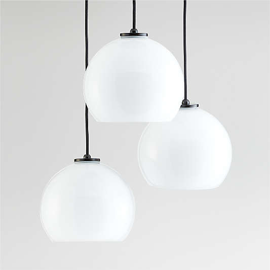 Arren Black 3-Light Round Pendant with Round Milk Glass Shades