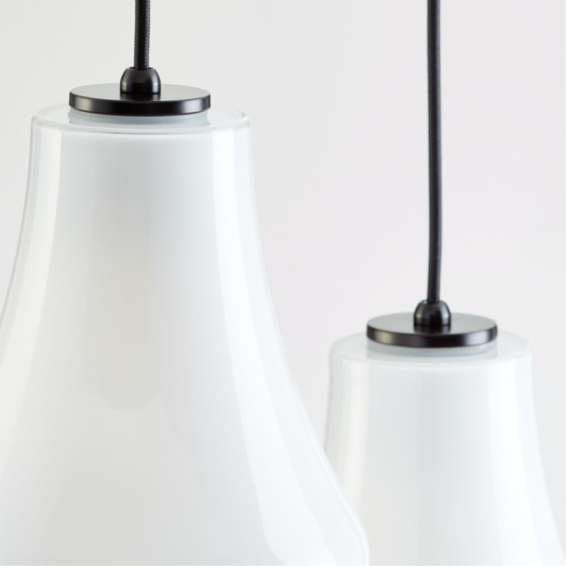 Arren Black 3-Light Round Pendant with Teardrop Milk Glass Shades