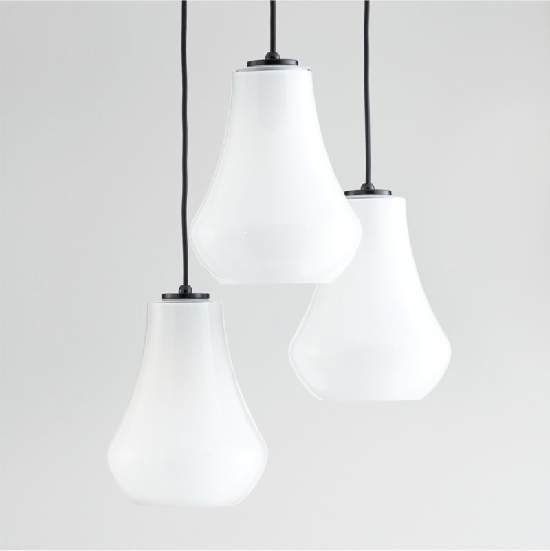 Arren Black 3-Light Round Pendant with Teardrop Milk Glass Shades