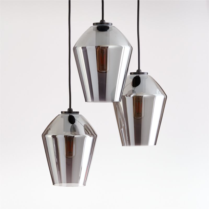 Arren Black 3-Light Round Pendant with Angled Silver Glass Shades