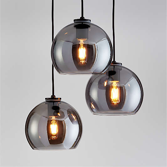 Arren Black 3-Light Round Pendant with Round Silver Glass Shades