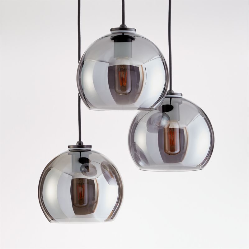 Arren Black 3-Light Round Pendant with Round Silver Glass Shades