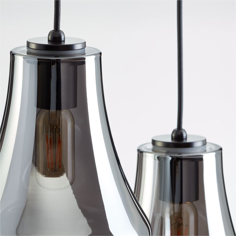 Arren Black 3-Light Linear Pendant with Teardrop Silver Glass Shades - image 2 of 4