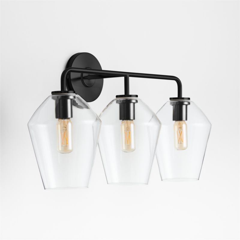 Arren Black 3-Light Wall Sconce with Clear Angled Shades - image 4 of 8