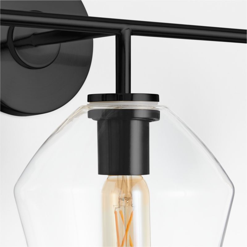 Arren Black 3-Light Wall Sconce with Clear Angled Shades - image 5 of 8