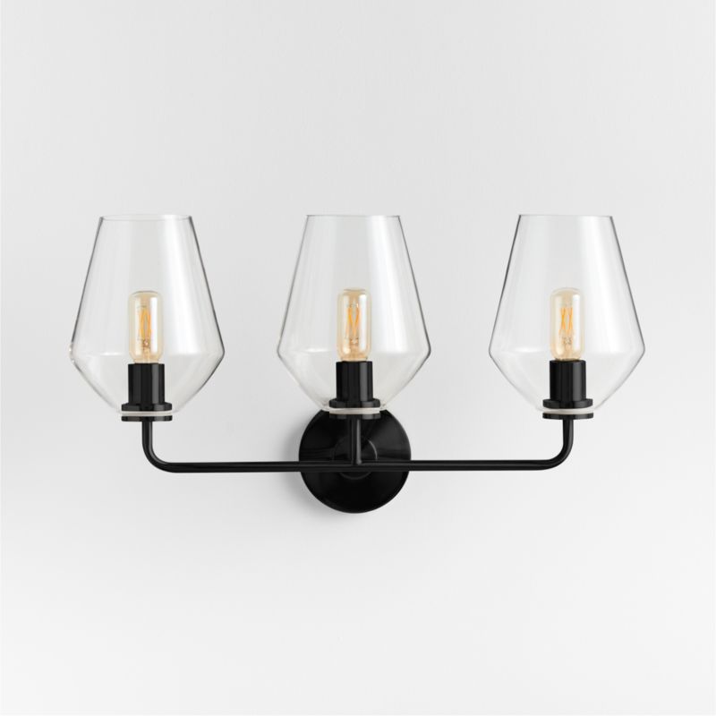 Arren Black 3-Light Wall Sconce with Clear Angled Shades - image 7 of 8