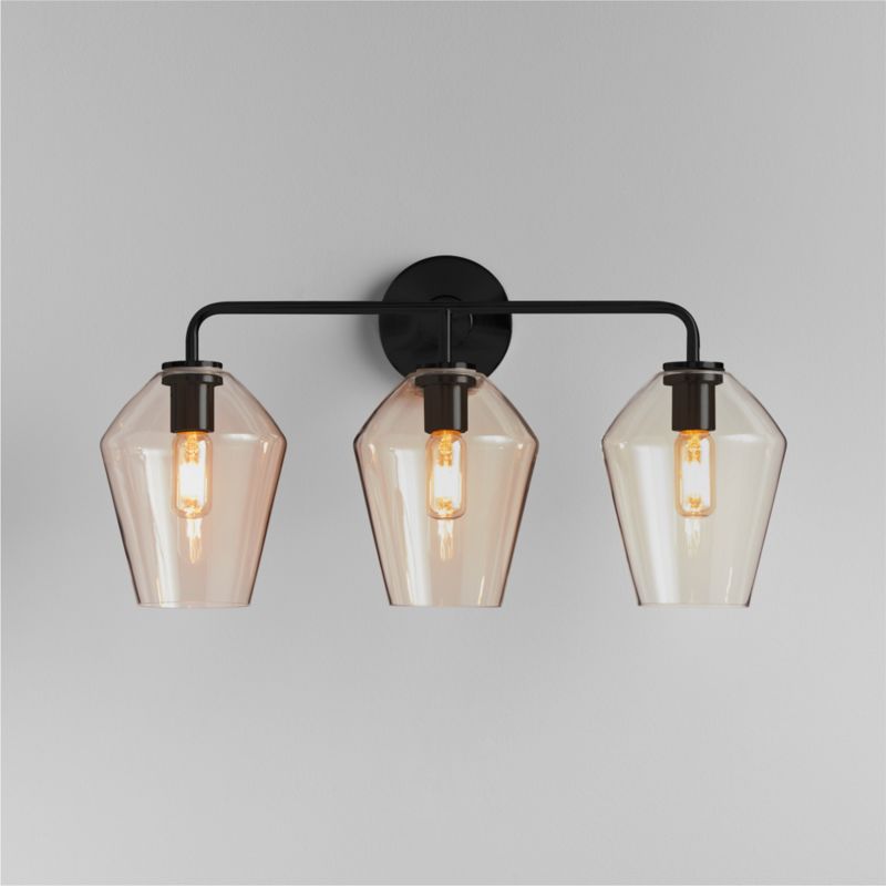 Arren Black 3-Light Wall Sconce with Clear Angled Shades