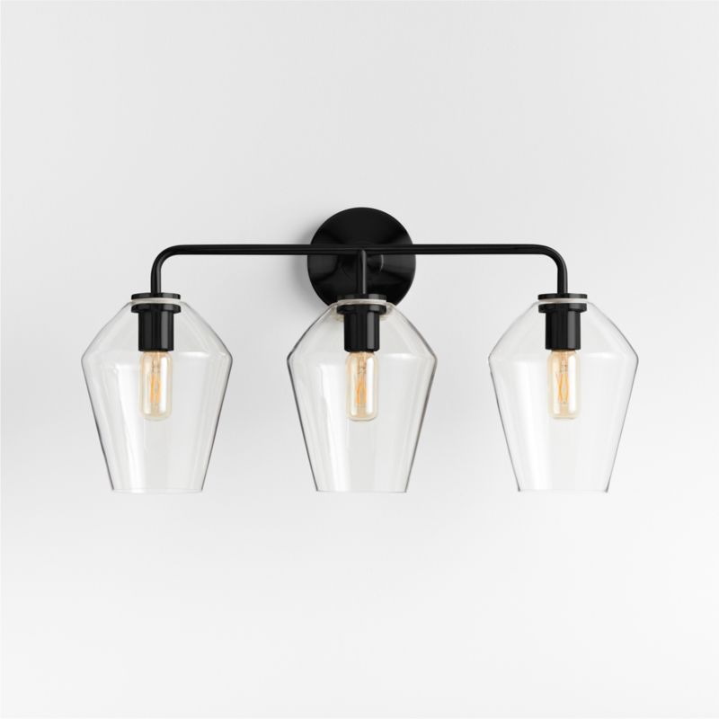 Arren Black 3-Light Wall Sconce with Clear Angled Shades - image 3 of 8