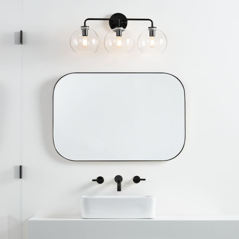 Arren Black 3-Light Wall Sconce with Clear Round Shades - image 7 of 8