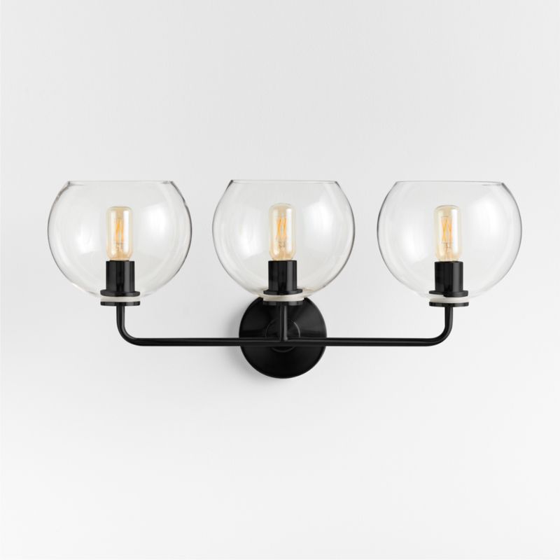 Arren Black 3-Light Wall Sconce with Clear Round Shades - image 4 of 8