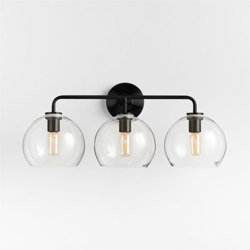 Arren Black 3-Light Wall Sconce with Clear Round Shades - image 3 of 8