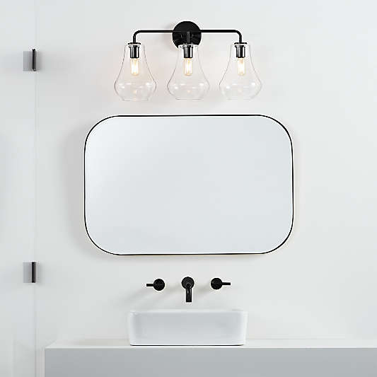 Arren Black 3-Light Wall Sconce with Clear Teardrop Shades
