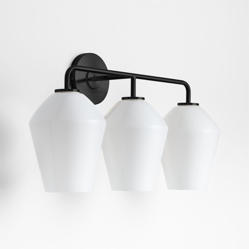 Arren Black 3-Light Wall Sconce with Milk Angled Shades - image 5 of 8