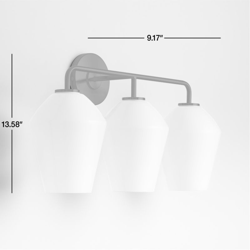 View Arren Black 3-Light Wall Sconce with Milk Angled Shades - image 3 of 8