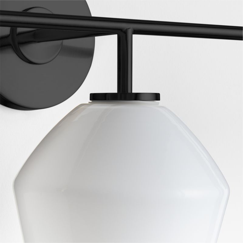 Arren Black 3-Light Wall Sconce with Milk Angled Shades - image 6 of 8