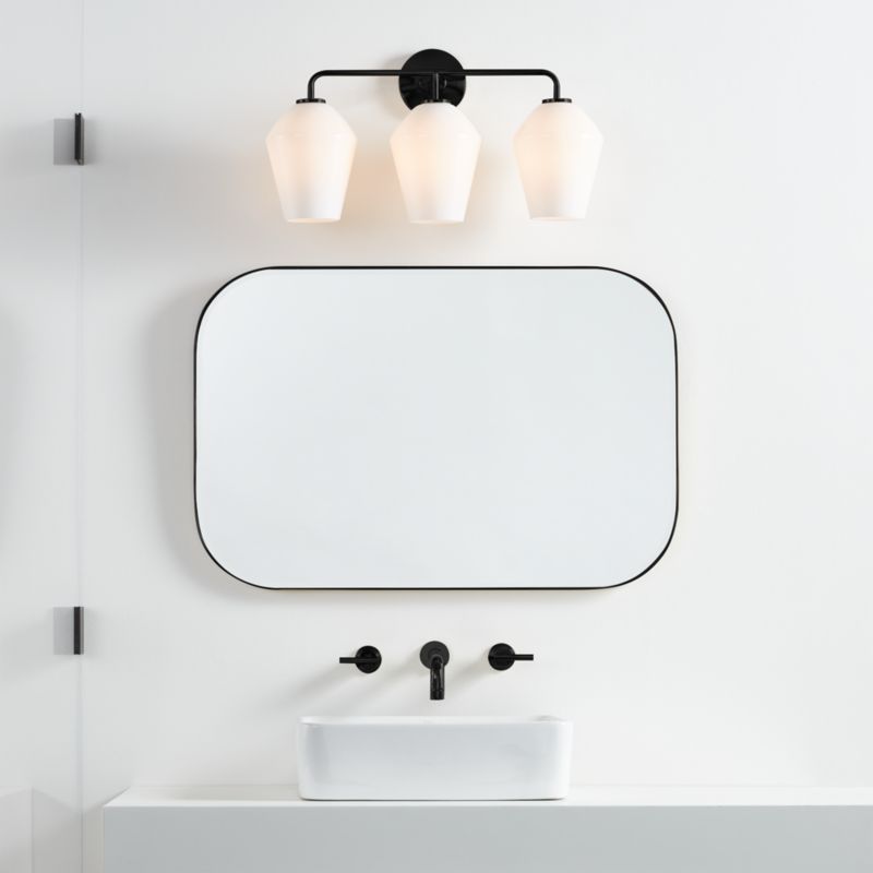 Arren Black 3-Light Wall Sconce with Milk Angled Shades - image 7 of 8