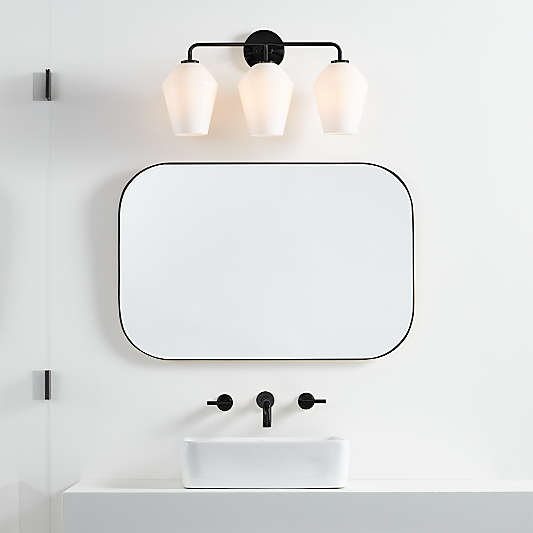 Arren Black 3-Light Wall Sconce with Milk Angled Shades
