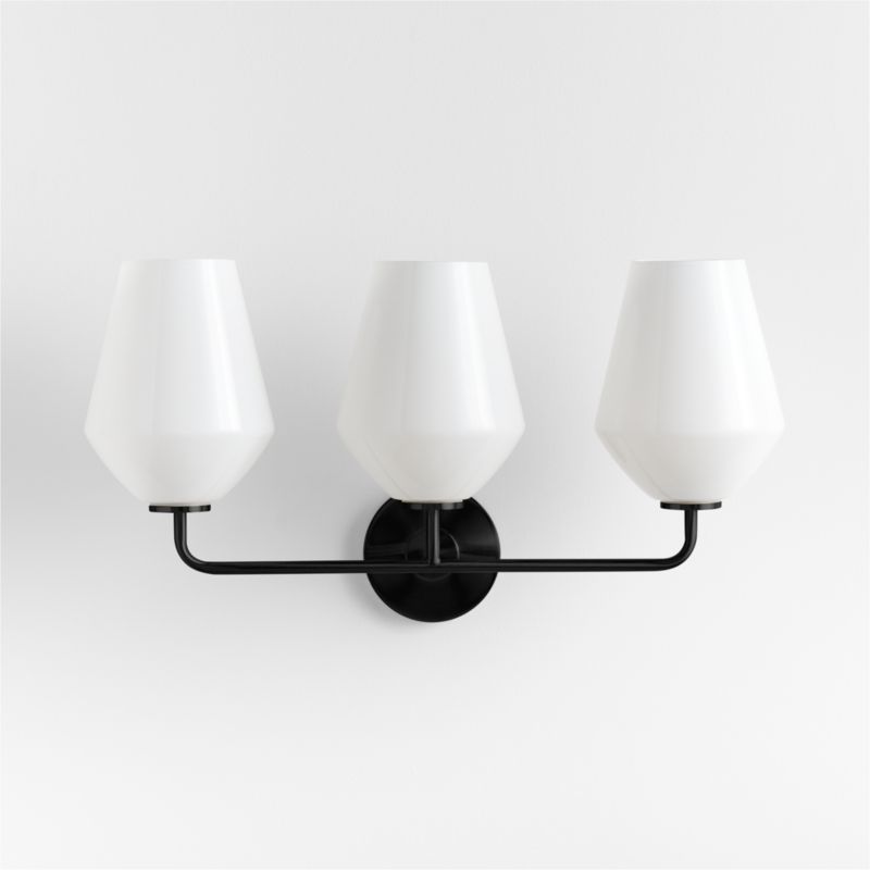 Arren Black 3-Light Wall Sconce with Milk Angled Shades - image 4 of 8