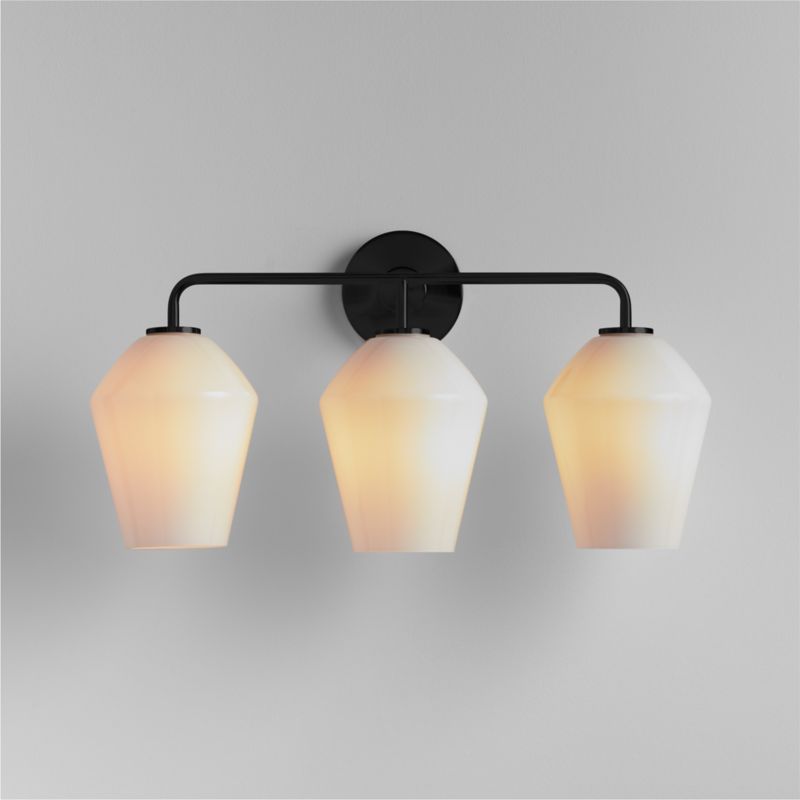 Arren Black 3-Light Wall Sconce with Milk Angled Shades