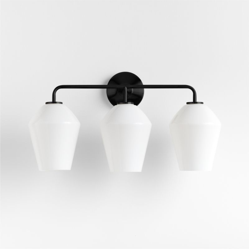 Arren Black 3-Light Wall Sconce with Milk Angled Shades - image 3 of 8