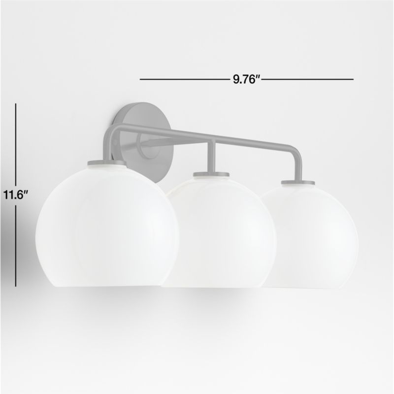 View Arren Black 3-Light Wall Sconce with Milk Round Shades - image 3 of 8