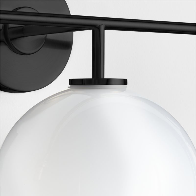 Arren Black 3-Light Wall Sconce with Milk Round Shades - image 6 of 8