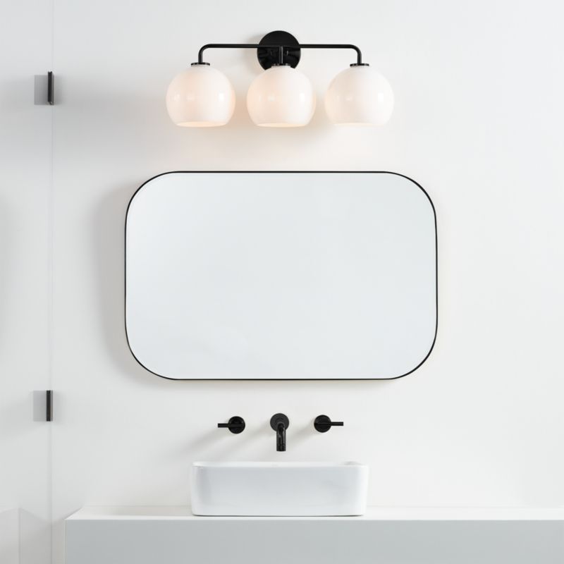 Arren Black 3-Light Wall Sconce with Milk Round Shades - image 7 of 8