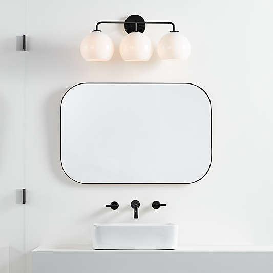 Arren Black 3-Light Wall Sconce with Milk Round Shades