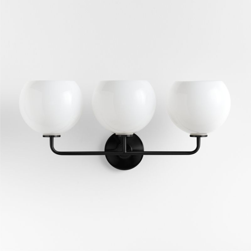 Arren Black 3-Light Wall Sconce with Milk Round Shades - image 4 of 8