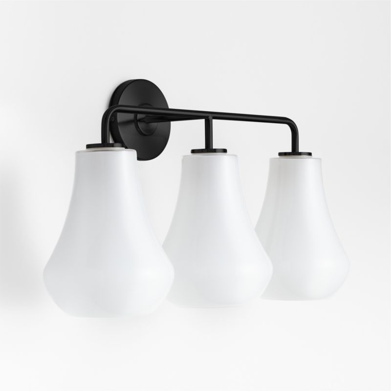 Arren Black 3-Light Wall Sconce with Milk Teardrop Shades - image 4 of 8