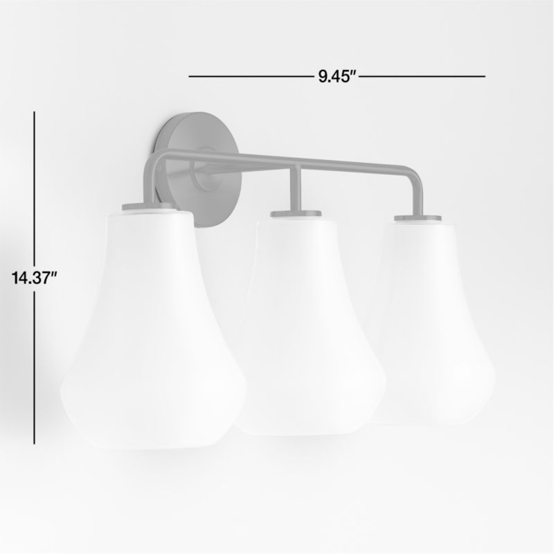 View Arren Black 3-Light Wall Sconce with Milk Teardrop Shades - image 3 of 8