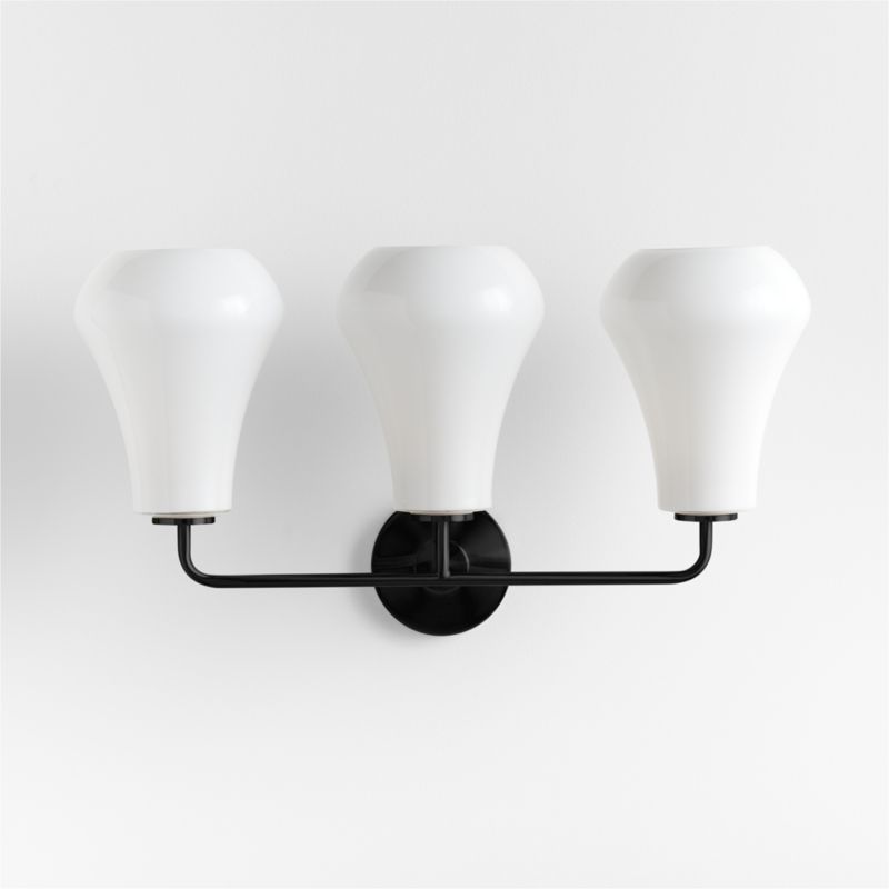 Arren Black 3-Light Wall Sconce with Milk Teardrop Shades - image 7 of 8