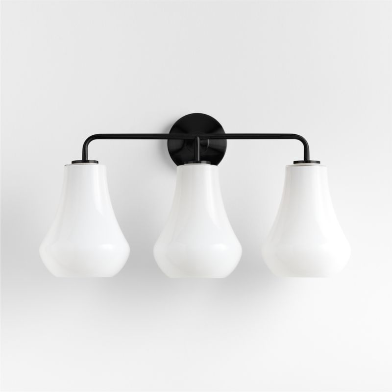 Arren Black 3-Light Wall Sconce with Milk Teardrop Shades - image 3 of 8