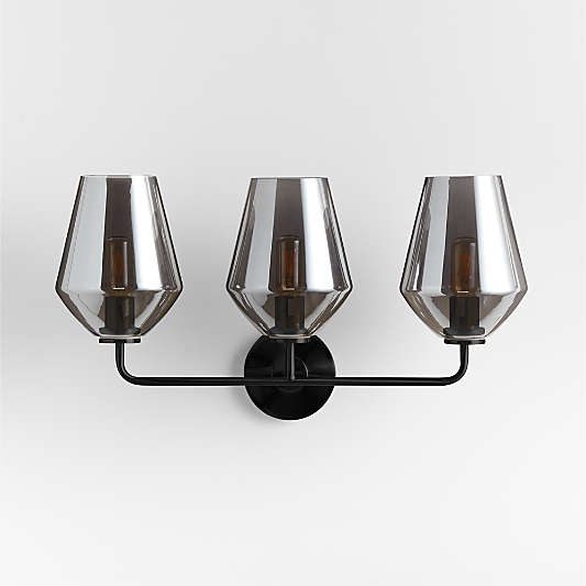 Arren Black 3-Light Wall Sconce with Silver Angled Shades